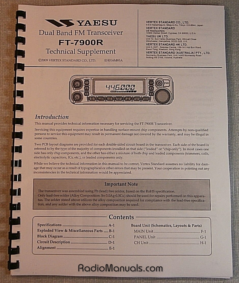 Yaesu FT-7900R Service Manual